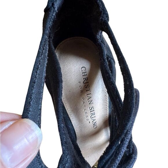 Christian Siriano Women's Black Strappy Tie Chunky Heels Size 7 - Picture 6 of 8